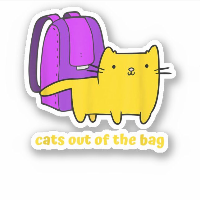 Pegatina Gatos Divertidos Fuera de la Bolsa (Anverso)