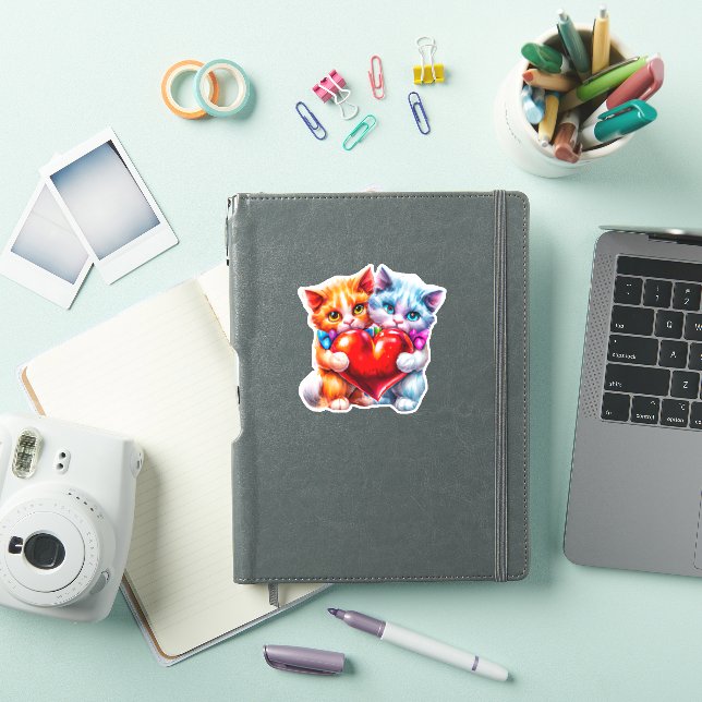 Pegatina Gatos enamorados San Valentín (Funda para iPad)