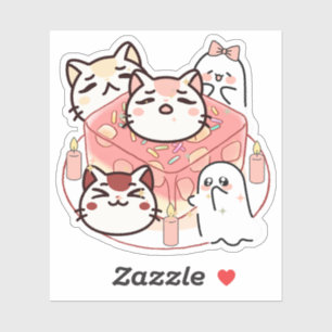 Pegatina Gatos Kawaii Adorables y Ritual Mágico de Gelatina