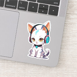 Pegatina Gatos Lindos con Auriculares Encanto