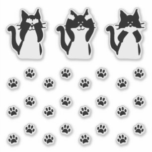 Pegatina Gatos Lindos Tres Gatitos Sabios con Huellas de Pa