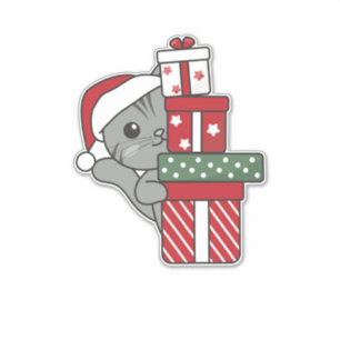 Pegatina Gatos Navidades regalan gatos de invierno