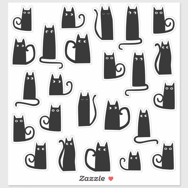 Pegatina Gatos negros divertidos (Fun black cat die cut stickers for animal and pet lovers)