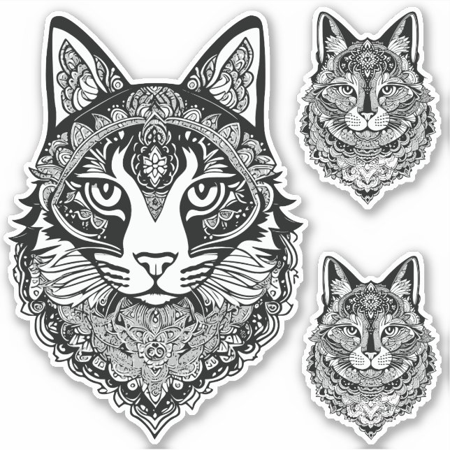 Pegatina Gatos ornamentales (Anverso)