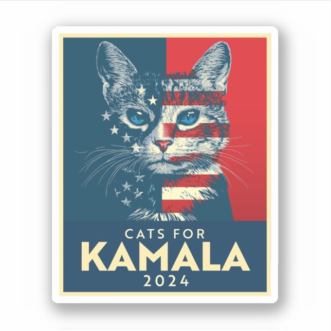 Pegatina Gatos para Kamala (Anverso)