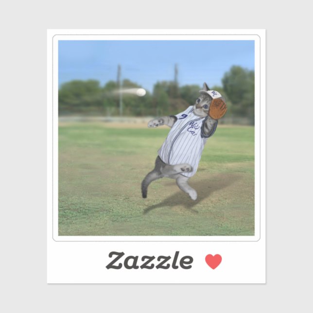 Pegatina Gatos salvajes de gatitos de béisbol (Hoja)