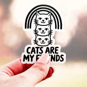 Pegatina Gatos Son Mis Amigos Vinyl Arcoíris Gato Lindo