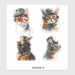 Pegatina Gatos Steampunk