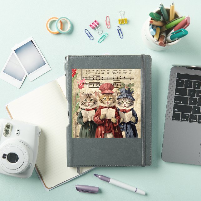 Pegatina Gatos villancistas de Navidad (Funda para iPad)