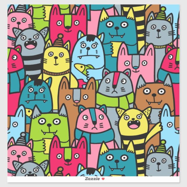 Pegatina Gatos y gatos (Hoja)