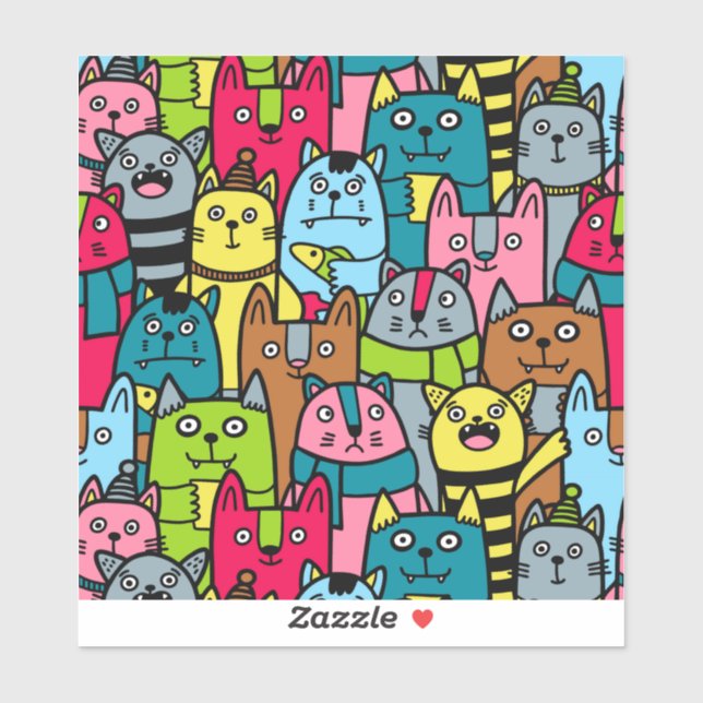 Pegatina Gatos y gatos (Hoja)