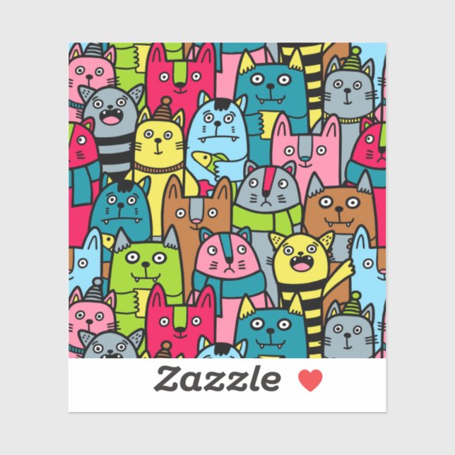 Pegatina Gatos y gatos (Hoja)