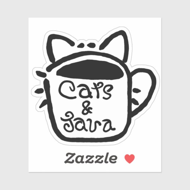 Pegatina Gatos y Java Black (Hoja)