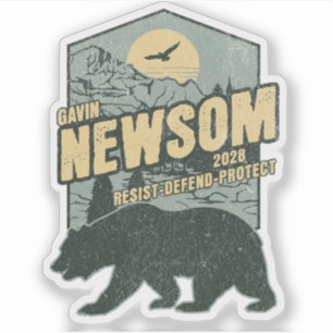 Pegatina Gavin Newsom 2028 Resistir Proteger Defender