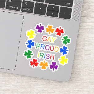Pegatina Gay Proud Irlandés LGBT Rainbow Shamrock