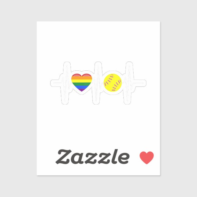 Pegatina Gay Softball Shirt Softball Player Gay Pride LGBTQ (Hoja)