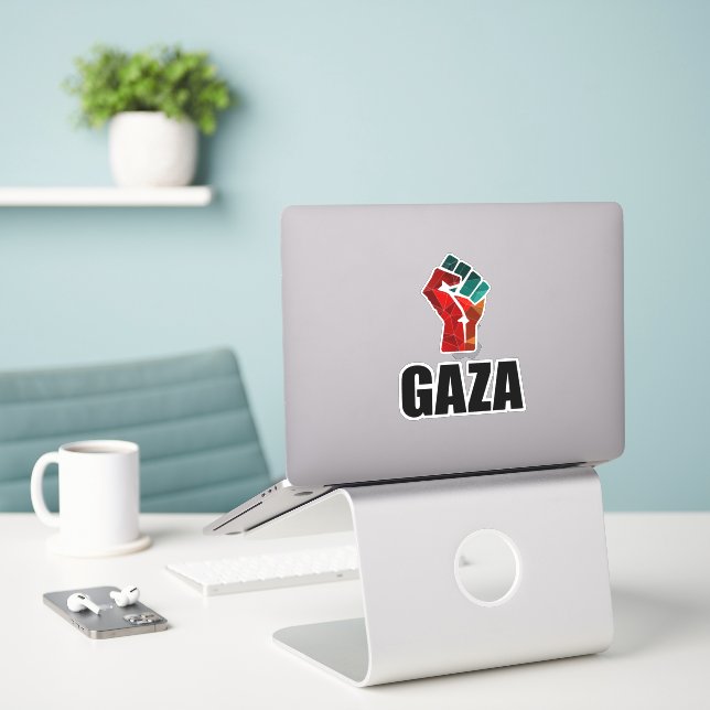 Pegatina Gaza Libre Palestina (Ordenado portátil  en el escritorio)