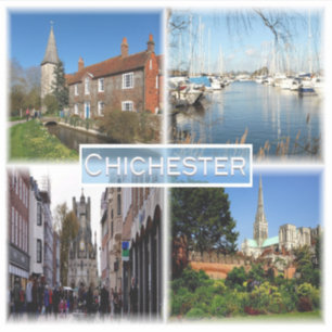 Pegatina GB Chichester - Iglesia de Bosham y Brook House -