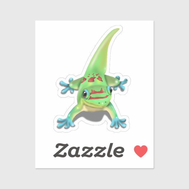 Pegatina Gecko del Día del Polvo Oro (Hoja)