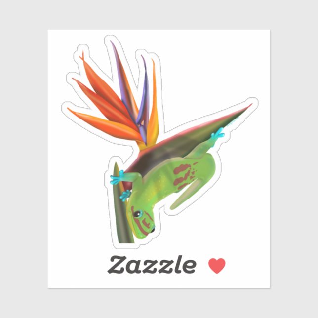 Pegatina Gecko del día sobre el pájaro del paraíso (Hoja)