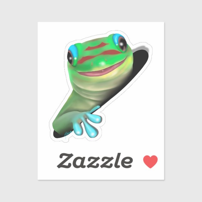 Pegatina Gecko en un agujero (Hoja)