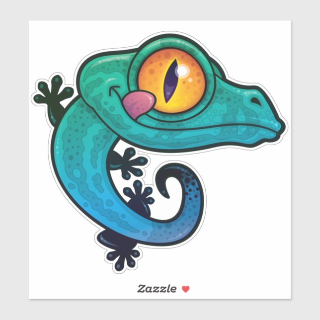 Pegatina Gecko, Personalizado colorido (Hoja)