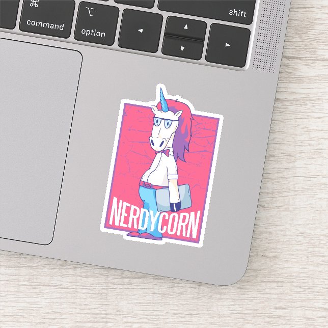 Pegatina Geek gracioso Nerdycorn Nerd Unicorn Hombre (Detalle)