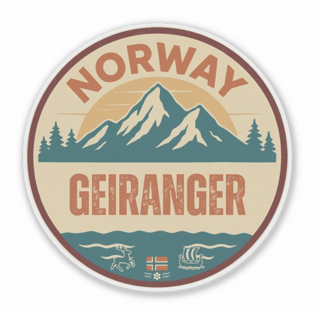 Pegatina Geiranger, Noruega Noruega (Anverso)
