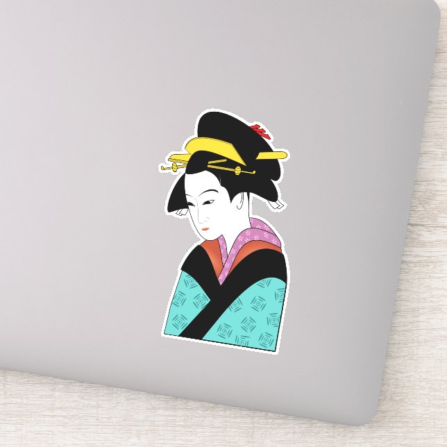 Pegatina Geisha japonesa banal (Detalle)