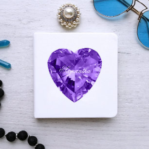 Pegatina Gema personalizada de amatista morada falsa brilla