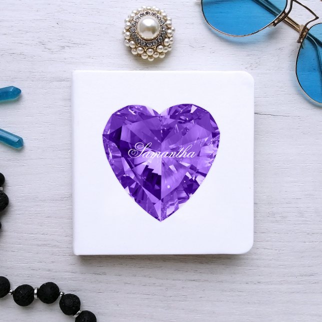 Pegatina Gema personalizada de amatista morada falsa brilla (Personalized Purple Gemstone Sticker)