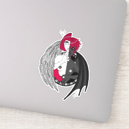 Pegatina Gemini Angel Demon Black Red Anime Personalizado