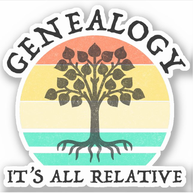 Pegatina Genealogía - Todo es relativo (Anverso)