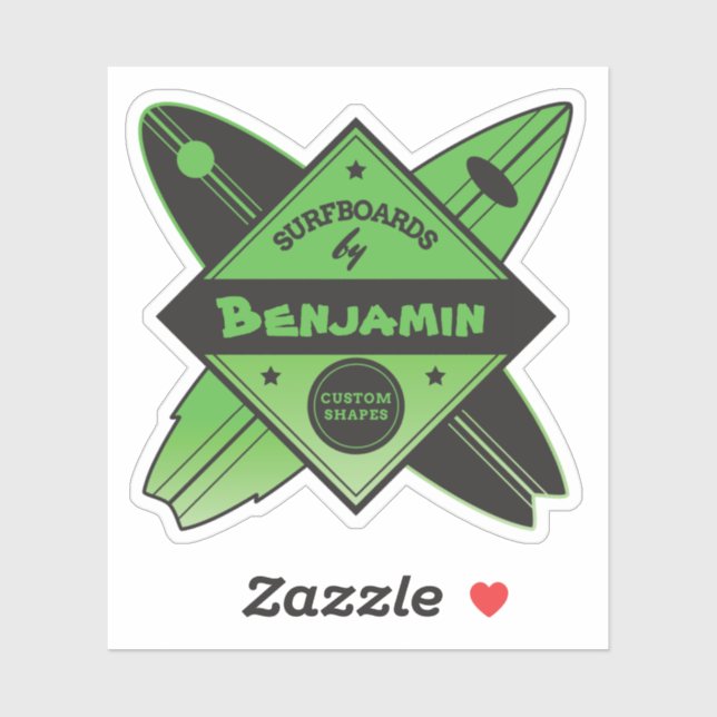 Pegatina Generador de tablas de surf personalizado retro (Hoja)