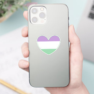 Pegatina Género Púrpura Queer, Verde, Corazón del Orgullo B
