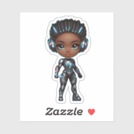 Pegatina genial superhéroe chibi chica