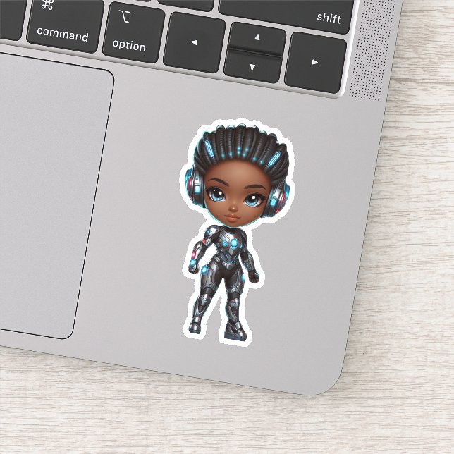 Pegatina genial superhéroe chibi chica (Detalle)