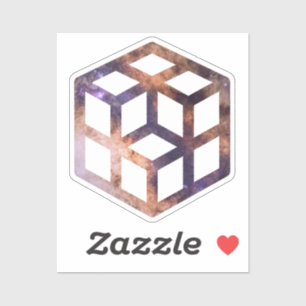 Pegatina Geometría Astro de Cuadrícula de Cubo Espacial