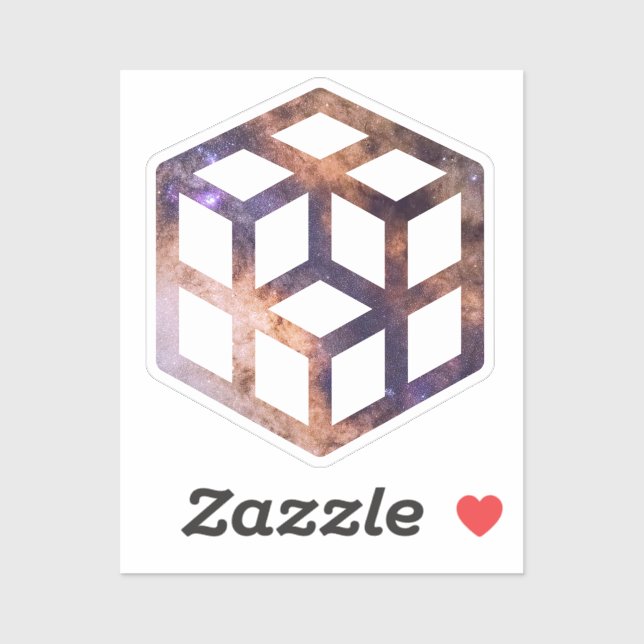 Pegatina Geometría Astro de Cuadrícula de Cubo Espacial (Hoja)