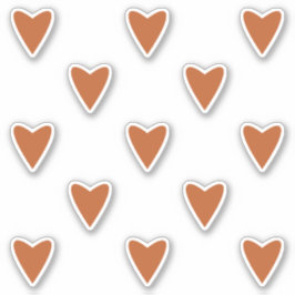 Pegatina Geometría en el amor - corazones ocre rojos - cort