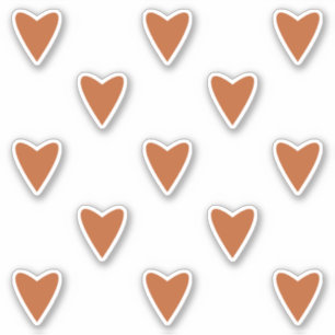 Pegatina Geometría en el amor - corazones ocre rojos - cort