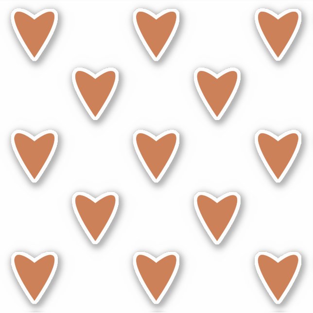 Pegatina Geometría en el amor - corazones ocre rojos - cort (Anverso)