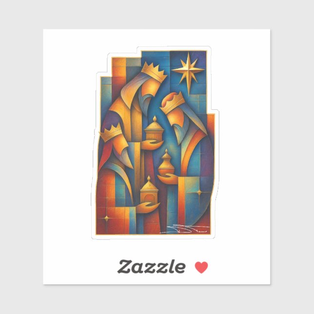 Pegatina Geometric Magi - Three Wise Men Christmas Star Art (Hoja)