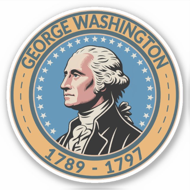 Pegatina George Washington US President Illustration Badge (Anverso)