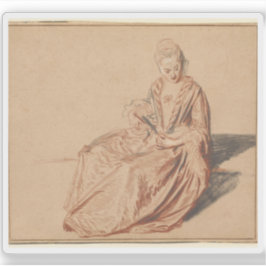 Pegatina Georges Seurat - Mujer sentada con ventilador