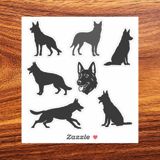 Pegatina German Shepherd Dog Black Silhouettes Set
