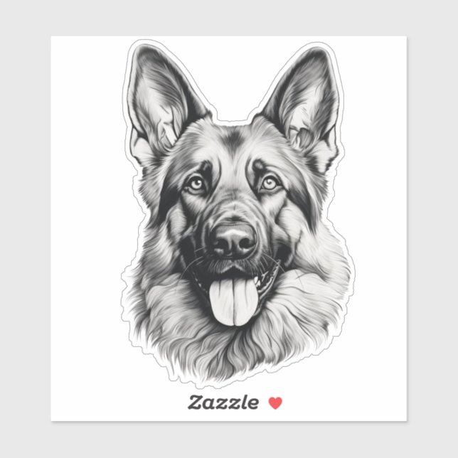 Pegatina German Shepherd Sketch Portrait Sticker (Hoja)