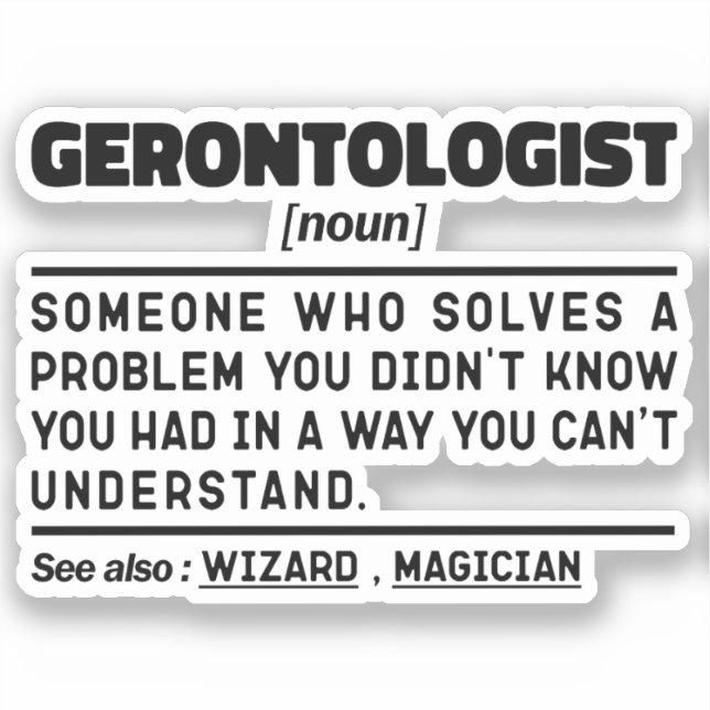 Pegatina Gerontólogo Noun Gerontology (Anverso)