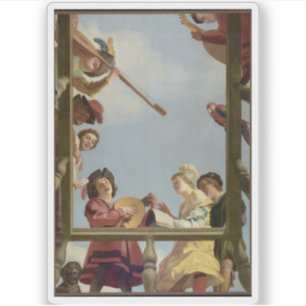 Pegatina Gerrit van Honthorst - Grupo musical sobre un balc
