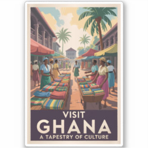 Pegatina Ghana Ilustracion de mercado Viaje de arte